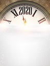 Golden shining 2020 New Year background with clock