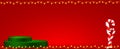 Christmas illustration with green podium on red background with gradient, garlands Royalty Free Stock Photo