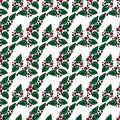 Christmas illustration mistletoe. Christmas card. Seamless pattern.