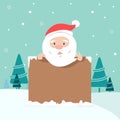 Christmas illustration of Santa holding board.