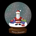 Christmas illustration - snow glass ball with santa