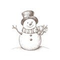 Christmas illustration with snowman. New year illustration