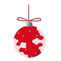 Christmas illustration of tree toy red color with snowflake. Vector illustration on white background Royalty Free Stock Photo