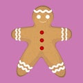 Christmas illustration in vector - gingerbread man on pink background