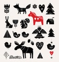 Christmas illustrations in Scandinavian style Royalty Free Stock Photo