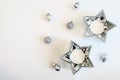 Christmas Image Silver Ornaments and Silver Star Candle Decoration