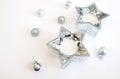 Christmas Image Silver Ornaments and Silver Star Candle Decoration