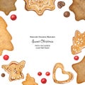 Christmas instagram frame with gingerbread and candies