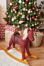 Christmas interior of children`s bedroom. Royalty Free Stock Photo