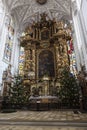 Christmas interior of the Church of the ascension of Mary. Landsberg Am Lech, Germany