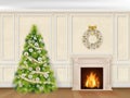 Christmas interior in classic style Royalty Free Stock Photo