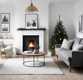 Christmas interior design. Cozy minimalist living room details