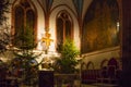SOPOT, POLAND - DECEMBER 20, 2017: Christmas interior of the Garrison Church of St George in Sopot. Originally Evangelist, the Royalty Free Stock Photo