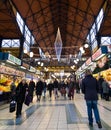 Christmas Interior of the Great Market Hall Nagycsarnok Royalty Free Stock Photo