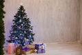 Christmas Interior home Christmas tree and gifts new years winter Garland lights