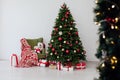 Christmas Interior Christmas Tree Presents New Year as a backdrop Royalty Free Stock Photo