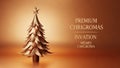 Christmas invitation with a minimalist golden tree and warm gradient background Royalty Free Stock Photo