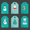 Christmas invitation with Santa, tree. snowman, deer and penguin.,