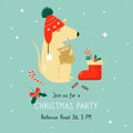 Christmas invitation template with a funny mouse