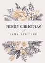 Christmas invitation with winter plants Royalty Free Stock Photo