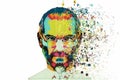 Christmas Island, Australia, August 8, 2017: an illustration in the art style in the form of a mosaic Steve Jobs