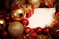 Christmas items in red and gold theme with white frame for write word