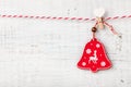 Christmas jingle bell decoration on wooden background Royalty Free Stock Photo