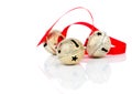 Christmas jingle bell with red ribbon Royalty Free Stock Photo