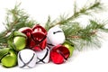 Christmas jingle bells and pine branch
