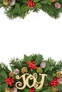 Christmas Joy and Floral Border Royalty Free Stock Photo