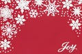 Christmas Joy Sign and Snowflake Decorations Royalty Free Stock Photo