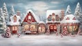 Christmas is a joyful North Pole village scene, complete with Santa Claus and elves, creating a playful and festive, AI generated Royalty Free Stock Photo