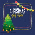 Christmas July Fest poster, banner or flyer design with decorate Royalty Free Stock Photo