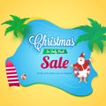 Christmas in July fest, sale banner, poster or flyer design with