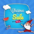 Christmas in July fest, sale banner, poster or flyer design with