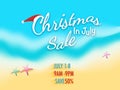 Christmas in July fest, sale banner, poster or flyer design with Royalty Free Stock Photo
