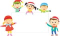 Christmas kids with blank sign Royalty Free Stock Photo