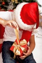 Christmas Kids. Happy Children Opening Gifts. new year. Boy receiving Christmas gifts Royalty Free Stock Photo