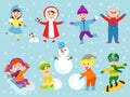 Christmas kids playing winter games Royalty Free Stock Photo