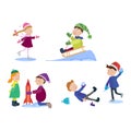 Christmas kids playing winter games Royalty Free Stock Photo