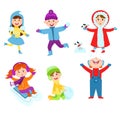 Christmas kids playing winter games Royalty Free Stock Photo