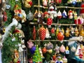 Christmas kiosk ,decor on market on Old town of Tallinn 20,10,2019,Estonia ,colored ball and toys ,Santa Clause decoration ,holida Royalty Free Stock Photo
