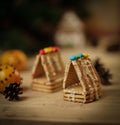 Christmas kitchen. background image cookies and oranges on the