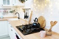 Christmas kitchen table in loft style Royalty Free Stock Photo