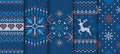 Christmas knit blue print. Seamless pattern. Vector illustration Royalty Free Stock Photo