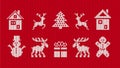 Knitted xmas elements. Christmas ugly seamless print. Vector illustration