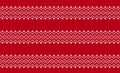 Christmas knit print. Seamless border. Vector. Red knitted pattern. Sweater texture. Fair isle geometric background