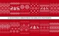 Christmas knit prints. Seamless red patterns. Vector illustration