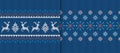 Christmas knit prints with deers and snowflakes. Blue seamless pattern. Knitted sweater texture Royalty Free Stock Photo