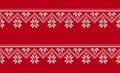 Christmas Knit Seamless Pattern. Red Knitted Print Background With Zigzag And Snowflkes. Xmas Winter Texture